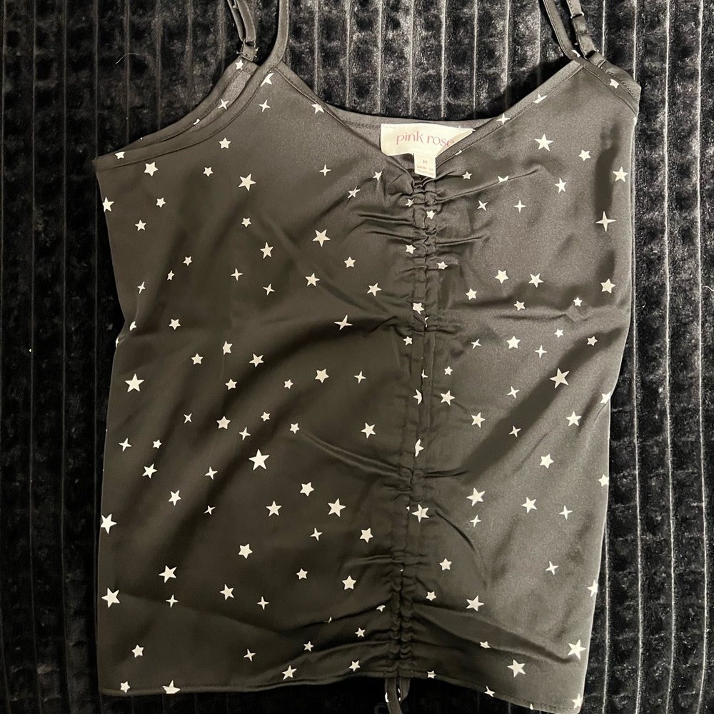 STAR PRINT SATIN RUCHE CAMI TOP